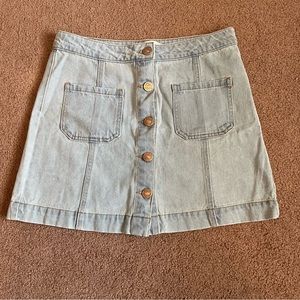 Forever 21 Denim Light Wash Button Down Skirt